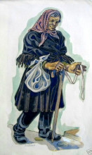 Копия картины "costume design for an old villager (probably for balieff theatre)" художника "судейкин сергей"