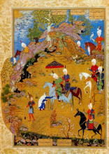 Картина "from the khamsa of nizami: the old woman complaining to sultan sanjar" художника "султан мухаммед"