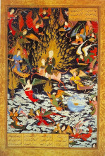 Картина "the ascent of muhammad to heaven (mi&#39;rāj) (khamseh)" художника "султан мухаммед"