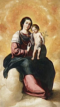 Копия картины "дева мария с розой" художника "сурбаран франсиско де"