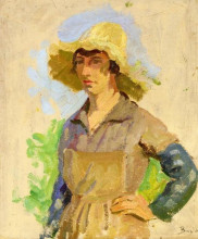 Картина "grape picker in a yellow hat" художника "базиль фредерик"