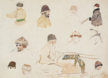 Картина "мужские головы в зимних шапках" художника "суриков василий"