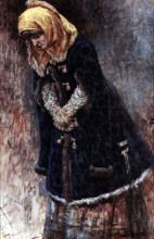 Репродукция картины "боярышня в синей шубке" художника "суриков василий"