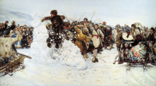 Репродукция картины "взятие снежного городка" художника "суриков василий"