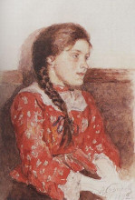 Репродукция картины "девушка в красной кофте" художника "суриков василий"
