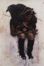 Репродукция картины "soldier descending from the snowy mountain" художника "суриков василий"