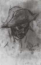 Репродукция картины "голова солдата в треуголке" художника "суриков василий"