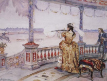 Копия картины "императрица анна иоанновна в петергофском тампле стреляет оленей" художника "суриков василий"