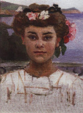 Репродукция картины "головка девушки. портрет з.с.хаминовой." художника "суриков василий"