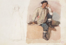 Репродукция картины "хакас с закованными в цепи ногами" художника "суриков василий"
