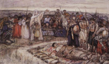 Картина "княгиня ольга встречает тело князя игоря" художника "суриков василий"