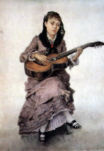 Репродукция картины "портрет княгини с. а. кропоткиной c гитарой" художника "суриков василий"