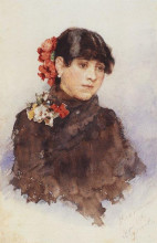 Репродукция картины "неаполитанская девушка с цветами в волосах" художника "суриков василий"