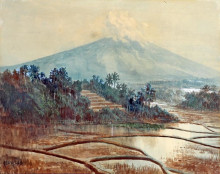 Репродукция картины "landscape of paddy field" художника "суриосуброто абдулла"