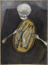 Репродукция картины "still life with herring" художника "сутин хаим"