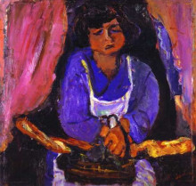 Репродукция картины "servant girl in blue" художника "сутин хаим"