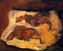 Копия картины "chickens on a white cloth" художника "сутин хаим"