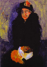 Репродукция картины "old woman with dog" художника "сутин хаим"