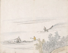 Копия картины "untitled (figures fishing on boats)" художника "тайга икэ-но"