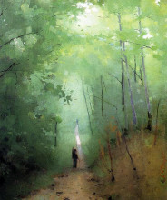 Репродукция картины "landscape at fontainebleau forest" художника "тайер эббот хэндерсон"