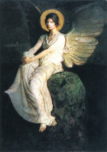 Репродукция картины "angel seated on a rock" художника "тайер эббот хэндерсон"