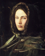 Картина "girl in fur hood (also known as head of a woman with fur lined hood)" художника "тайер эббот хэндерсон"
