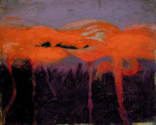 Копия картины "red flamingoes" художника "тайер эббот хэндерсон"