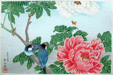 Копия картины "peony and paddy-birds" художника "такахаси шотэй"