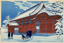 Копия картины "red gate at hongo" художника "такахаси шотэй"