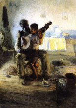 Репродукция картины "the banjo lesson" художника "таннер генри оссава"