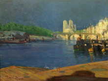 Репродукция картины "view of the seine looking toward notre dame" художника "таннер генри оссава"