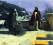 Копия картины "nicodemus visiting jesus" художника "таннер генри оссава"