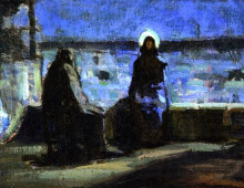 Репродукция картины "study for nicodemus visiting jesus" художника "таннер генри оссава"