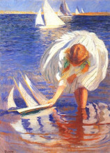 Копия картины "girl with sailboat" художника "тарбелл эдмунд чарльз"