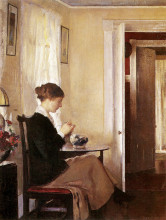Картина "josephine knitting" художника "тарбелл эдмунд чарльз"