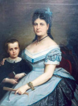 Репродукция картины "painter&#39;s wife and his son" художника "таттареску георге"