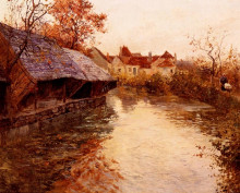 Репродукция картины "a morning river scene" художника "таулов фриц"