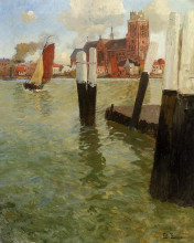 Репродукция картины "the pier, dordrecht" художника "таулов фриц"