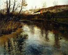 Репродукция картины "river landscape" художника "таулов фриц"