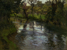 Репродукция картины "woodland scene with a river" художника "таулов фриц"