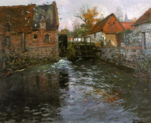 Копия картины "the mill pond" художника "таулов фриц"