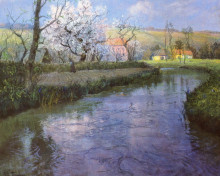 Копия картины "a french river landscape" художника "таулов фриц"