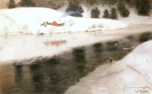 Репродукция картины "winter at simoa river" художника "таулов фриц"