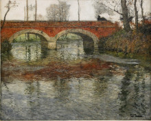 Картина "french river landscape with a stone bridge" художника "таулов фриц"