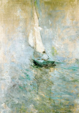 Репродукция картины "sailing in the mist" художника "твахтман (tуоктмен) джон генри"