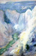 Репродукция картины "waterfall in yellowstone" художника "твахтман (tуоктмен) джон генри"