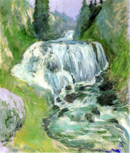 Репродукция картины "cascades waterfall" художника "твахтман (tуоктмен) джон генри"