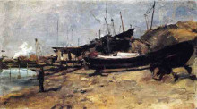 Репродукция картины "the boat yard" художника "твахтман (tуоктмен) джон генри"