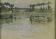 Копия картины "trees across the river" художника "твахтман (tуоктмен) джон генри"