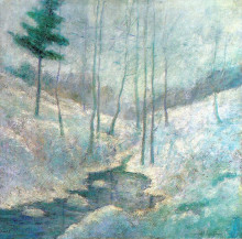 Репродукция картины "winter landscape" художника "твахтман (tуоктмен) джон генри"